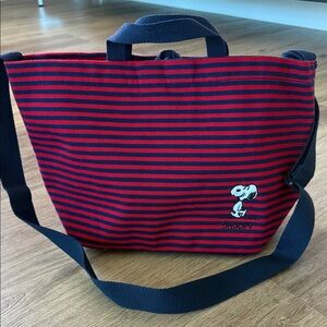 Rootote Japan Red and Blue Striped Cotton Crossbody Bag! Mint condition!